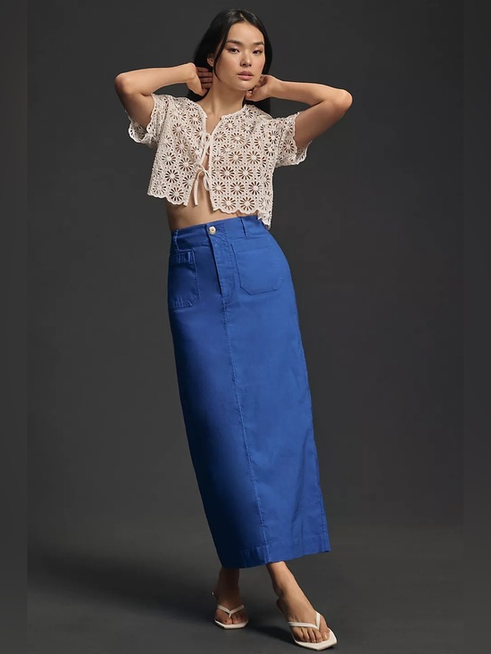 Anthropologie Dresses & Skirts - NWT Anthropologie Maeve Colette Maxi Skirt Utility Straight Pockets Blue M